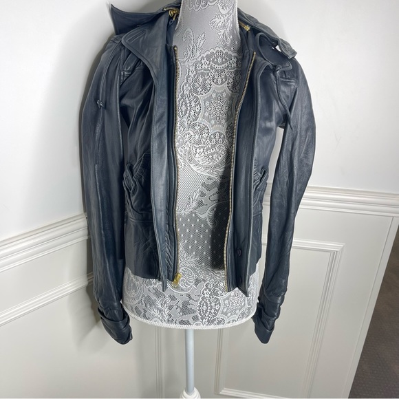 MIKE & CHRIS Black Leather Jacket - Picture 3 of 13